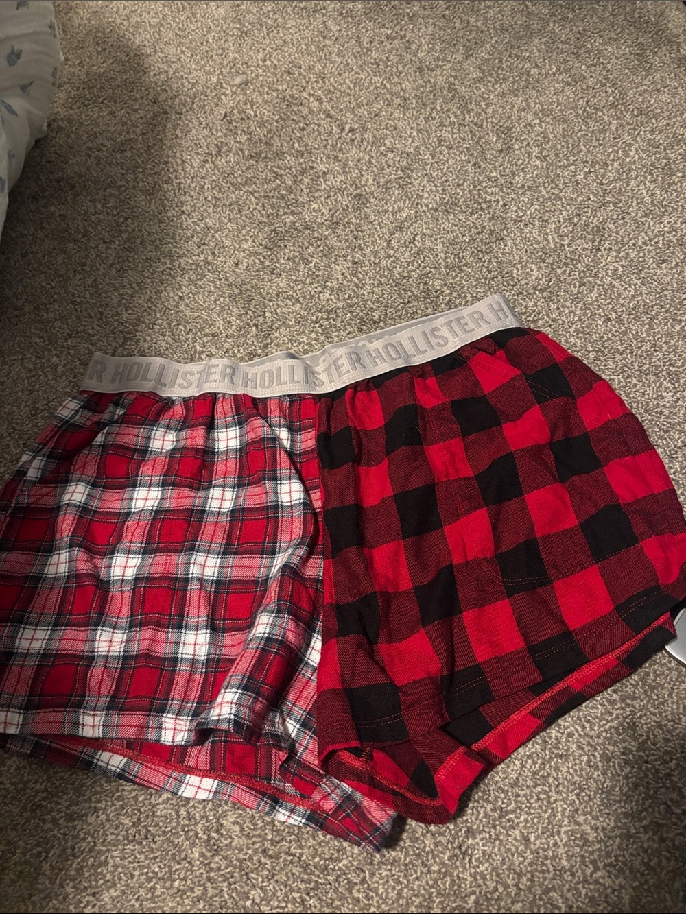 Hollister Red Plaid & Red/Black Buffalo Check Womens Lounge Shorts